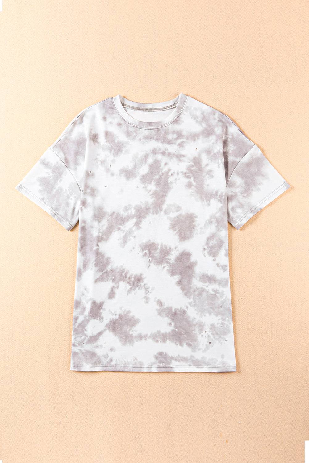 Tie-Dye Round Neck Short Sleeve Tunic Tee - Clothes For Her Online Store