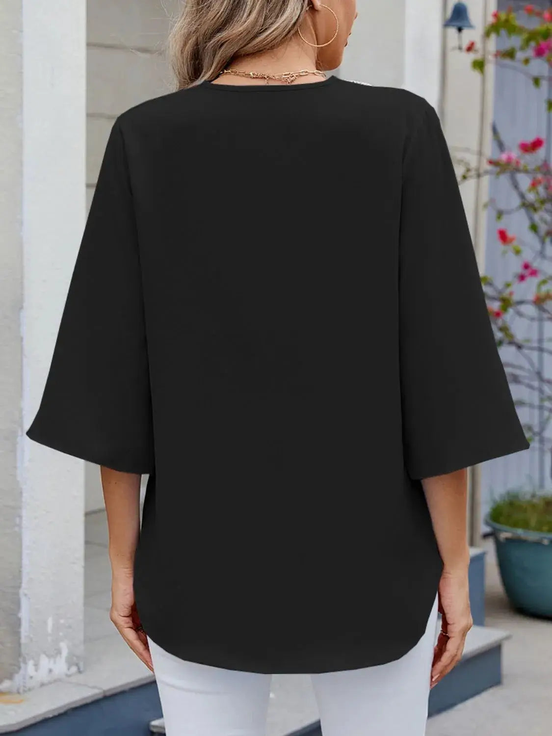 V-Neck 3/4 Sleeve Blouse - Clothes For Her Online Store