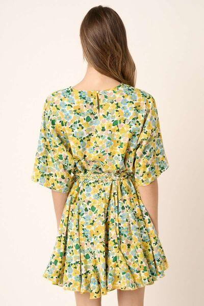 Mittoshop Floral Tie Waist Half Sleeve Mini Dress - Clothes For Her Online Store