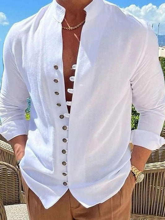 Men's Full Size Button Front Long Sleeve Shirt Plus Size - Clothes For Her Online Store