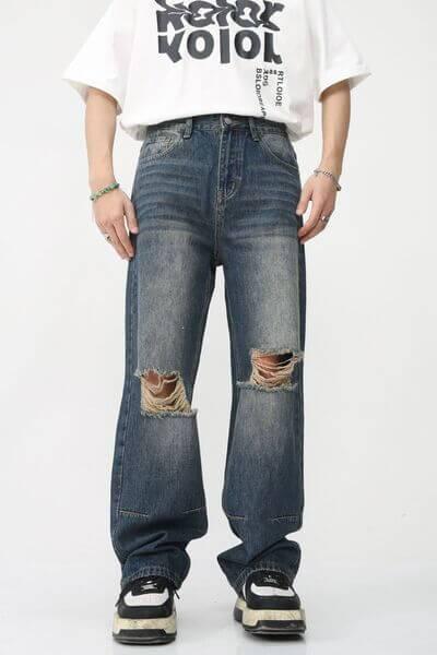 Distressed Jeans with Pockets - Clothes For Her Online Store