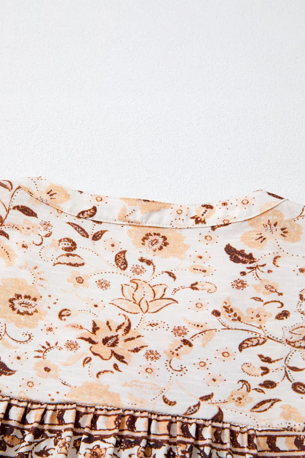 Boho Floral Print Half Placket Short Sleeve Loose Blouse