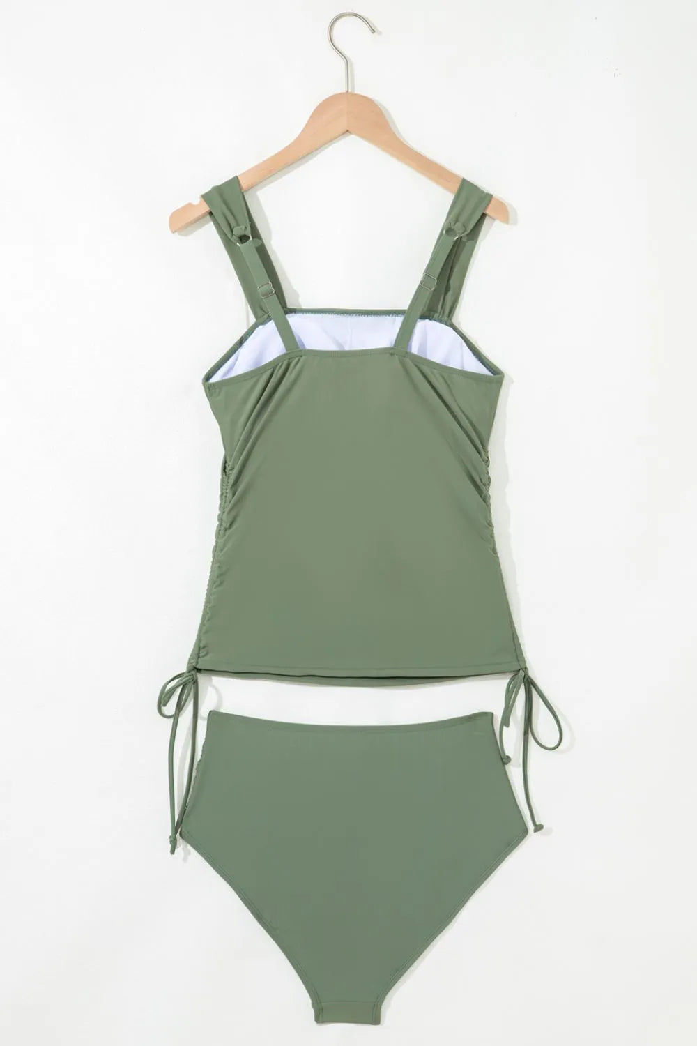 Drawstring Ruched Wide Straps Tankini Set