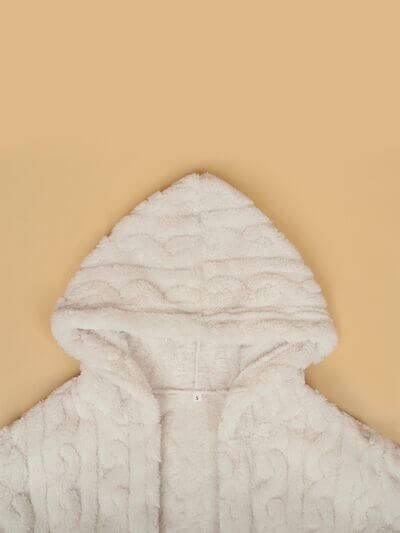 Plus Size Open Front Hooded Plush Coat - Clothes For Her Online Store
