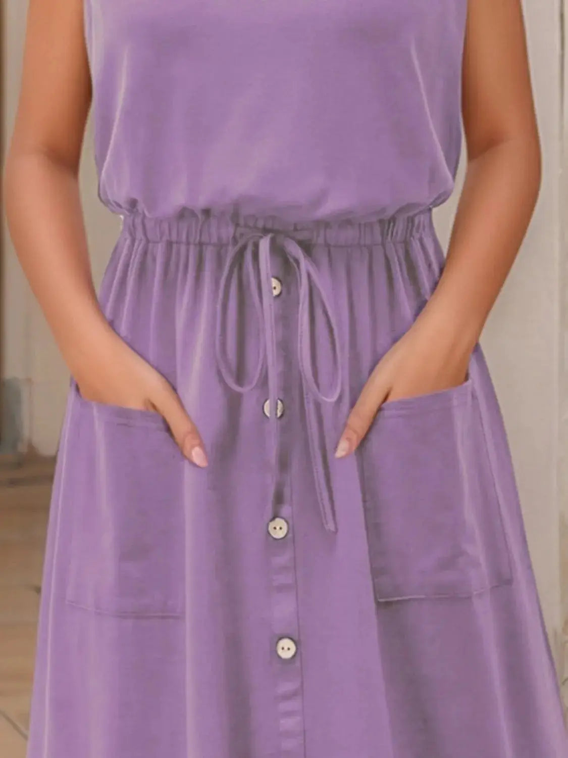 Full Size Round Neck Sleeveless Tank Dress Plus Size - Clothes For Her Online Store