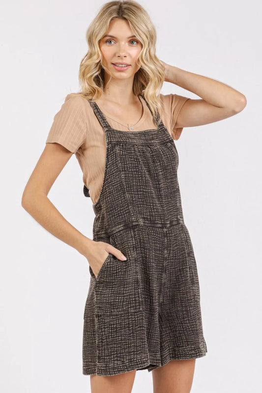 Mittoshop Textured Knotted Wide Strap Overalls - Clothes For Her Online Store