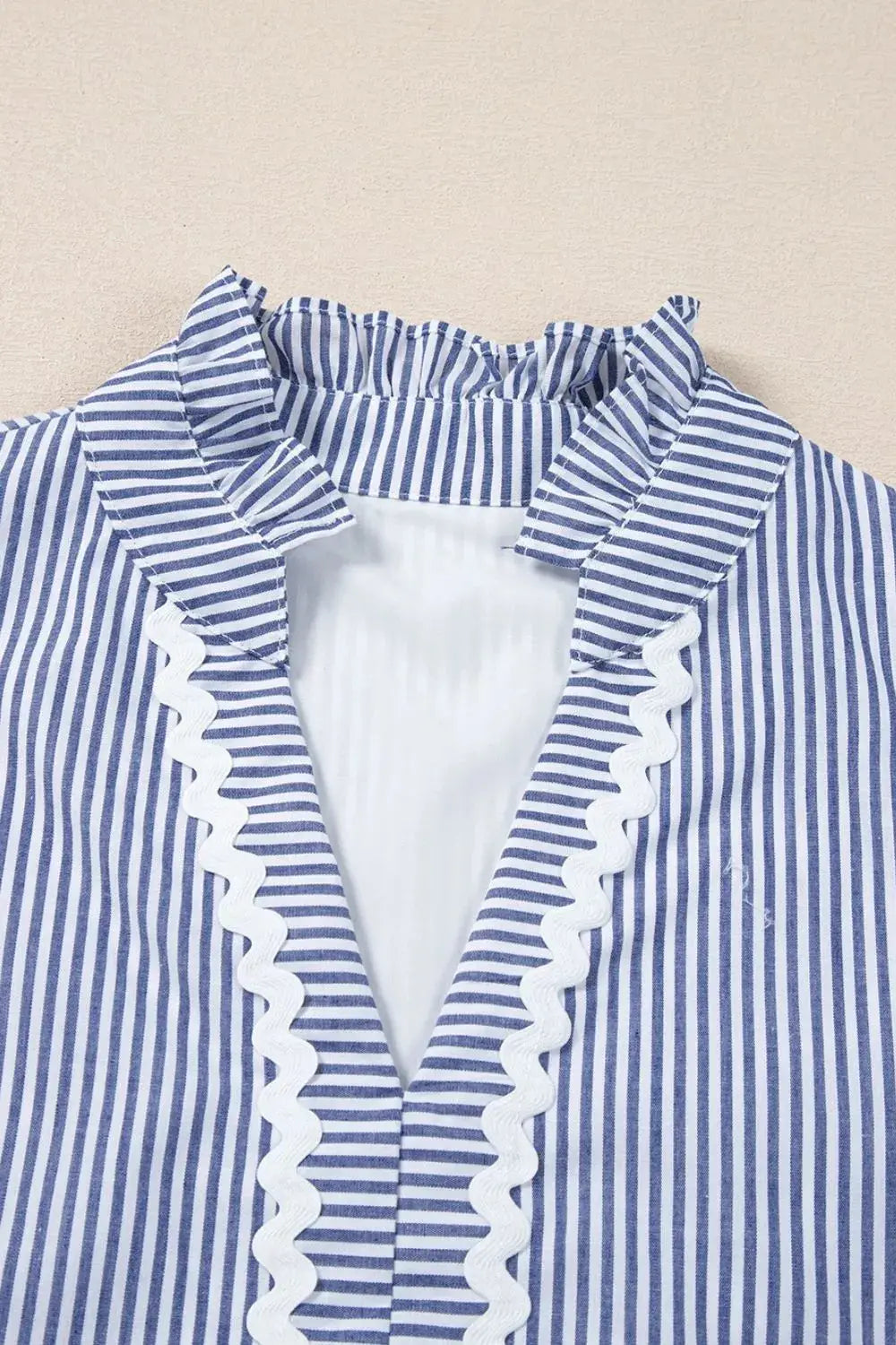 Stripe Sleeveless Notched Ric Rac Mini Dress - Clothes For Her Online Store