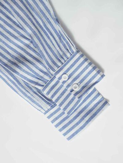 Striped Button Detail Long Sleeve Shirt