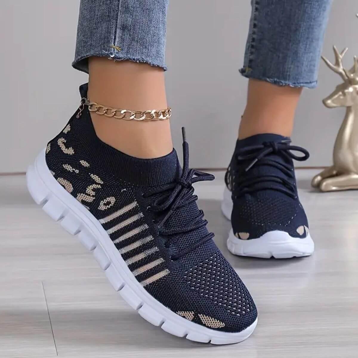 Leopard Round Toe Lace Up Athletic