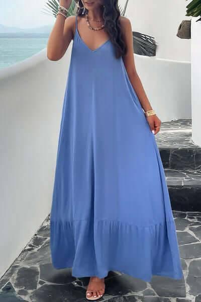 Devine Backless Maxi Cami Dress with Pockets