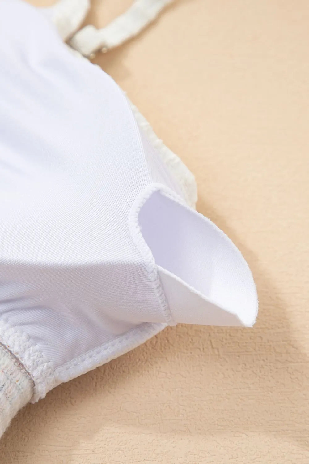 Textured Contrast Banding Bikini High Waist 2pcs Swimsuit