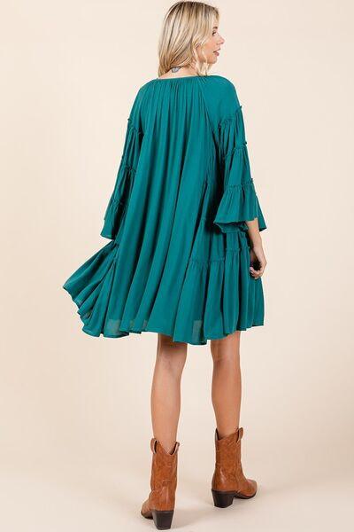 Mittoshop Frill Tie Neck Bell Sleeve Dress - Clothes For Her Online Store