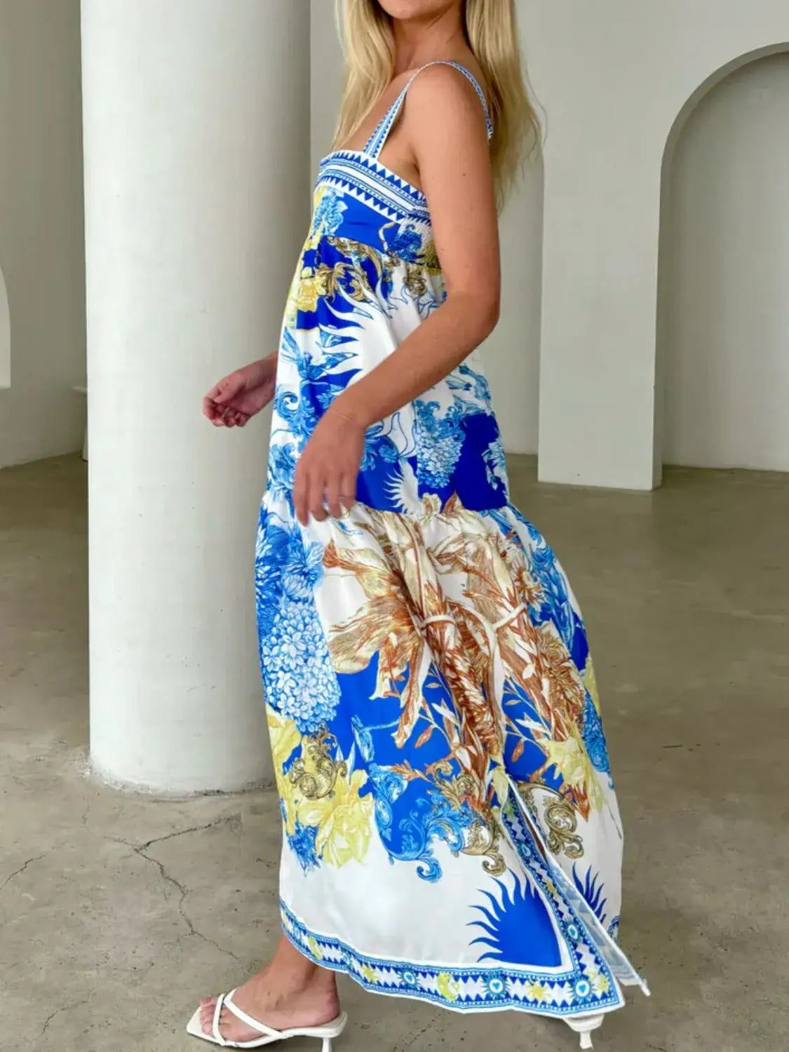 Pocketed Printed Sleeveless Cami Dress