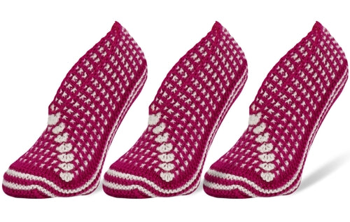 Crochet Slipper Socks for Women 3 Pairs Shoe Size 5-7