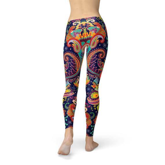 Womens Ornamental Blue Paisley Leggings