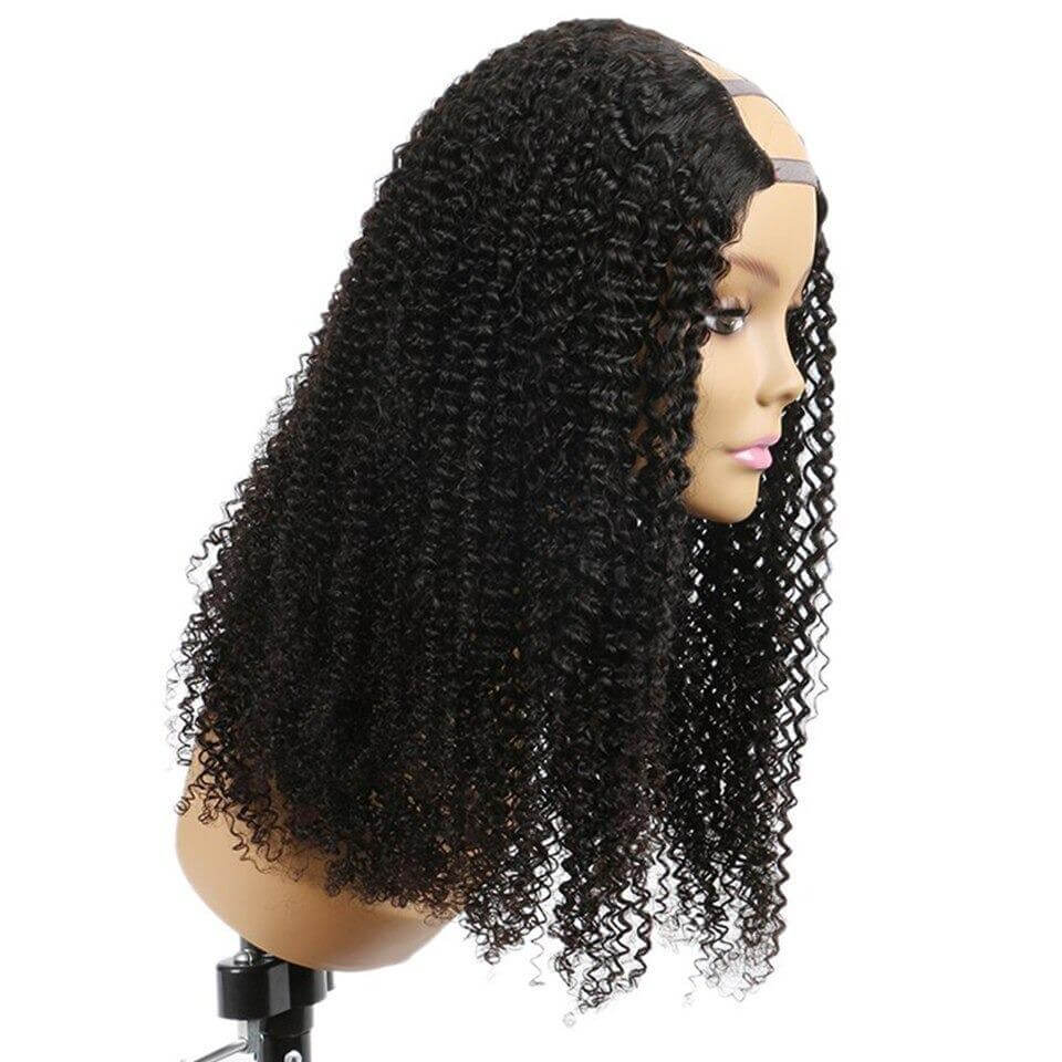 U Part Wig Kinky Curly Human Hair Wigs For Black Women Brazilian RemyBrand Name: BeumaxWigs Length: longHair Grade: 10A GradeWeight: 180% is 230g, 200% is 300gMaterial Grade: Remy HairMaterial: Human HairMade Method: Machine MadeCan Be Permed: YesItems pe