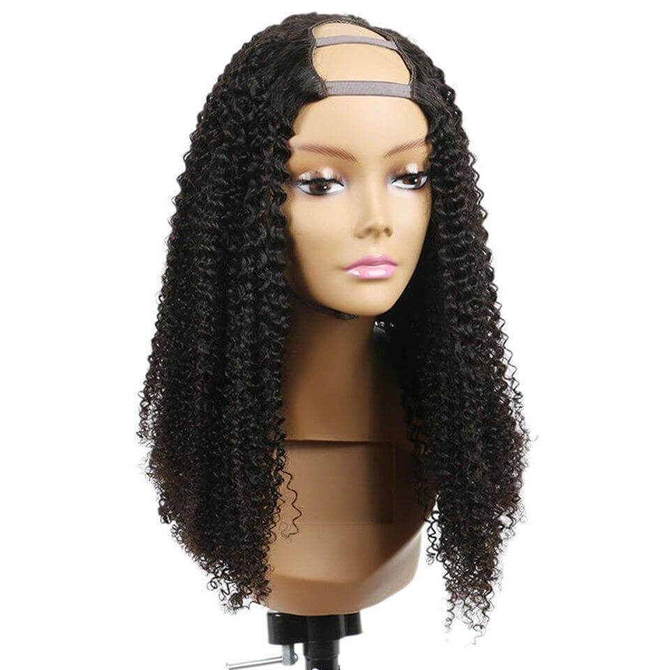 U Part Wig Kinky Curly Human Hair Wigs For Black Women Brazilian RemyBrand Name: BeumaxWigs Length: longHair Grade: 10A GradeWeight: 180% is 230g, 200% is 300gMaterial Grade: Remy HairMaterial: Human HairMade Method: Machine MadeCan Be Permed: YesItems pe