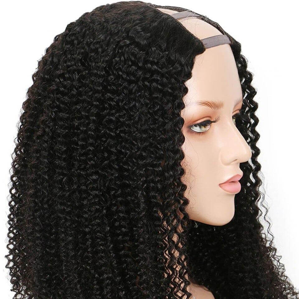 U Part Wig Kinky Curly Human Hair Wigs For Black Women Brazilian RemyBrand Name: BeumaxWigs Length: longHair Grade: 10A GradeWeight: 180% is 230g, 200% is 300gMaterial Grade: Remy HairMaterial: Human HairMade Method: Machine MadeCan Be Permed: YesItems pe