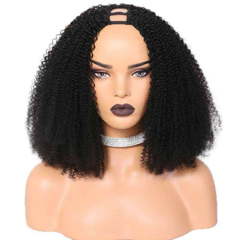 U Part Wig Afro Kinky Curly Human Hair Wigs For Black Women BrazilianBrand Name: BeumaxWigs Length: longHair Grade: 10A GradeWeight: 180% is 230g, 200% is 300gMaterial Grade: Remy HairMaterial: Human HairMade Method: Machine MadeCan Be Permed: YesItems pe