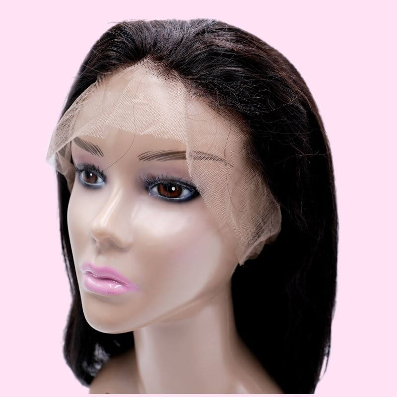 Straight Full Lace WigThis wig looks like it is growing from the scalp! Can be cut, colored, and styled to your desire. The best thing about a full lace wig is it can be parted ANYWHERE!Product DescriptionHair: Natural 1B Virgin Human HairSize: MediumDens