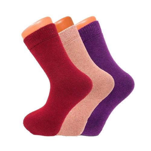 3 Pairs Women's Thermal Wool Crew Socks for Winter Size 5-7 Cozy and