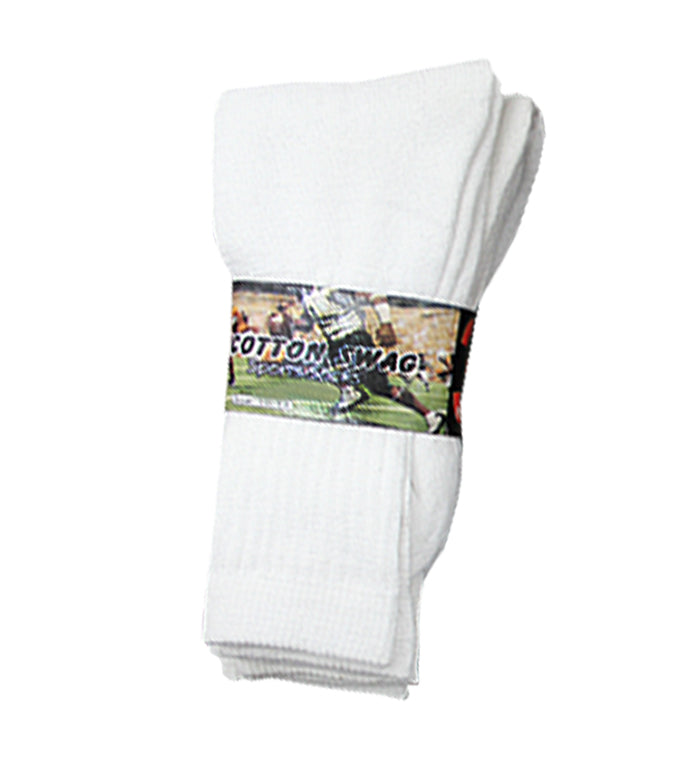 Adult Irregular Crew Socks - White w/Grey, 10-13, 3 Pack