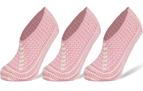 Crochet Slipper Socks for Women 3 Pairs Shoe Size 5-7