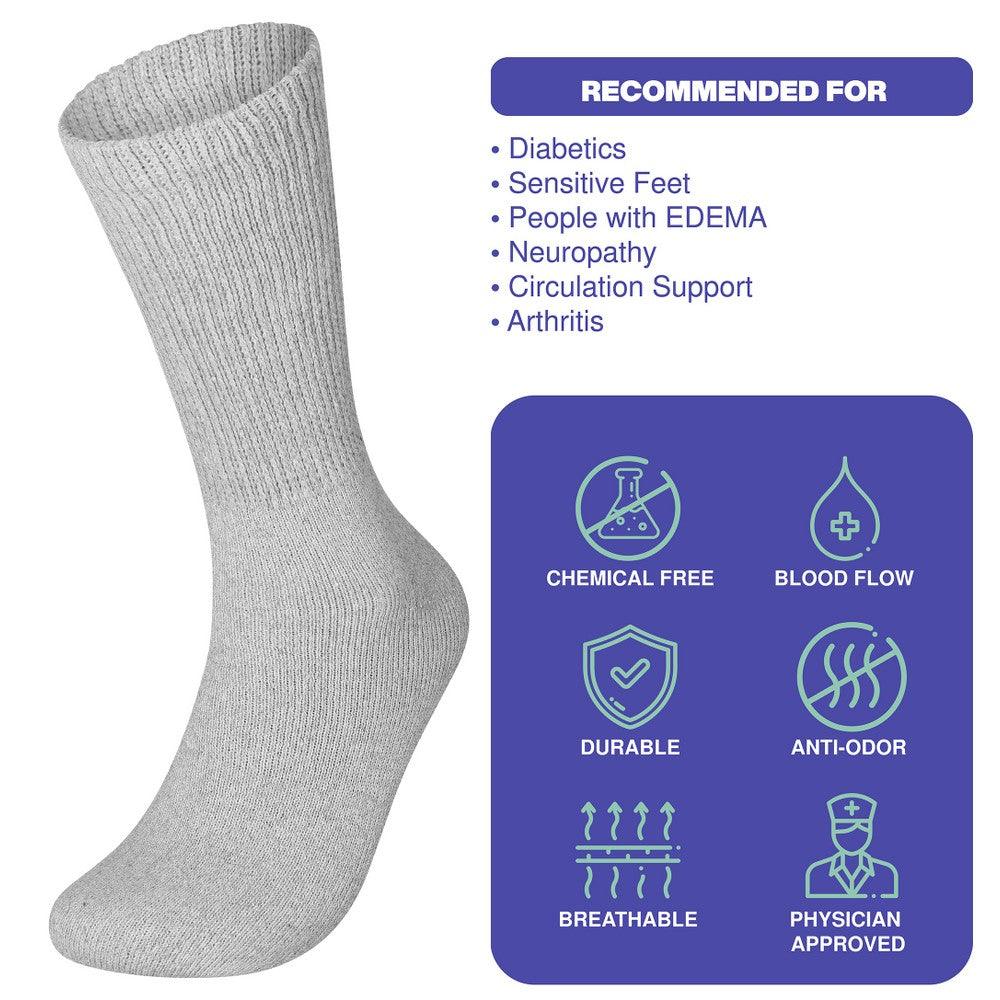 PBG 6 Pairs Physician-Approved Diabetic Compression Non Binding Socks