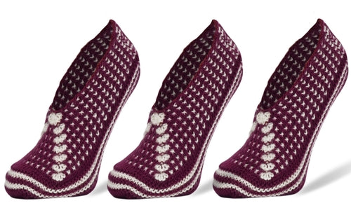 Crochet Slipper Socks for Women 3 Pairs Shoe Size 5-7