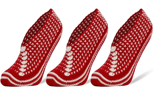 Crochet Slipper Socks for Women 3 Pairs Shoe Size 5-7