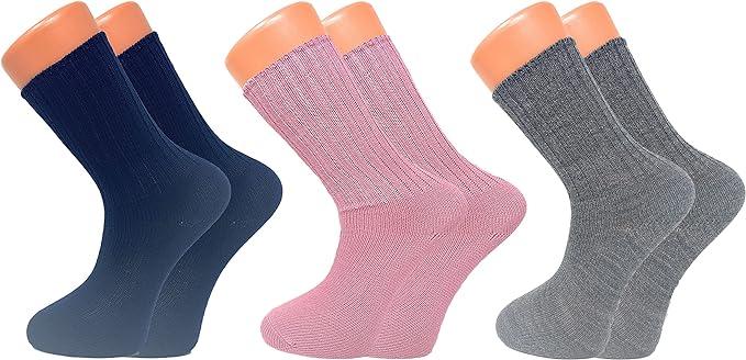 3 Pairs Women's Loose Fitting Acrylic Crew Socks Size 9-11 Soft and