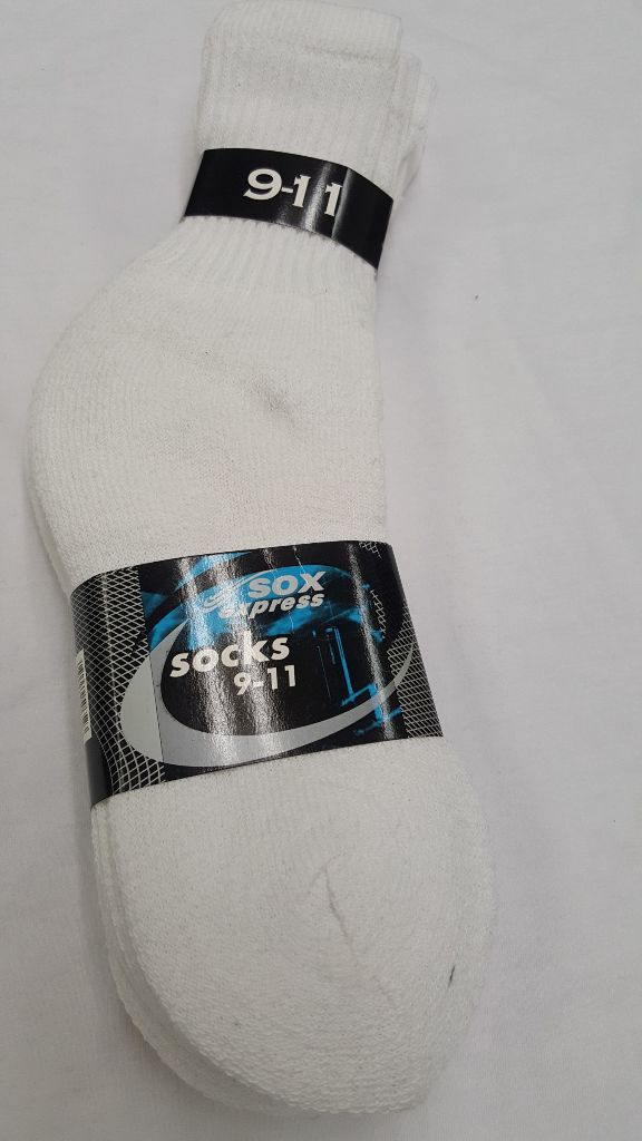 SOX Express Crew Sports Socks White 9-11