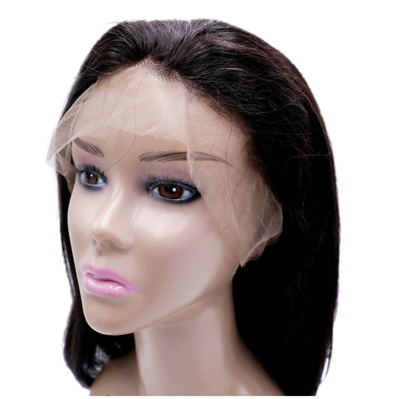 Straight Full Lace WigThis wig looks like it is growing from the scalp! Can be cut, colored, and styled to your desire. The best thing about a full lace wig is it can be parted ANYWHERE!Product DescriptionHair: Natural 1B Virgin Human HairSize: MediumDens