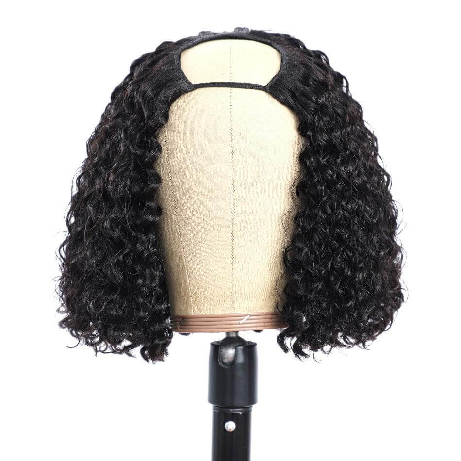 Short Bob U Part Wig Human Hair Jerry Curl Brazilian Remy Glueless WigBrand Name: BeumaxWigs Length: longWeight: 180% is 230g, 200% is 300g2A Double DrawnLace Wig Type: Lace Part Material Grade: Remy HairMaterial: Human HairMade Method: Machine MadeCan Be